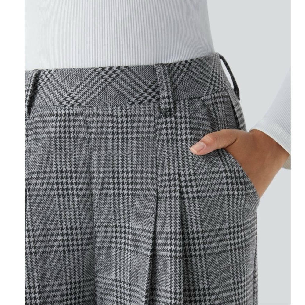 HALARA Gray Plaid Wide Leg Pants - Picture 4 of 11